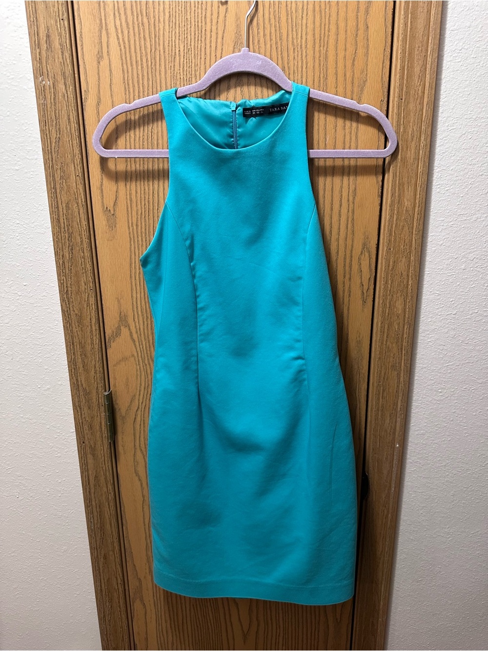 Zara Turquoise High-Neck Mini Dress